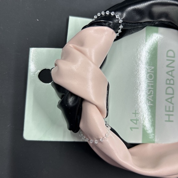 Decorative Top Knot Fashion Headband Black & Pink - Picture 3 of 3